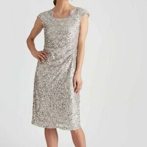 ⭐️ NWT Beautiful Champagne colored sequined Tahari Formal Dress
